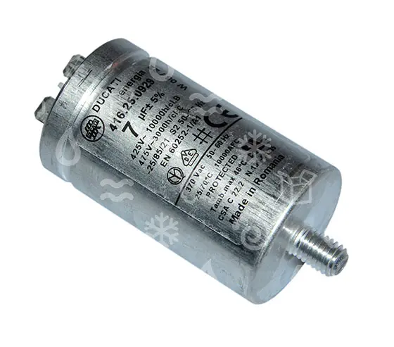 kondenzátor sušičky CANDY, 7 uF, 425-475 V (2 x faston + šroub)